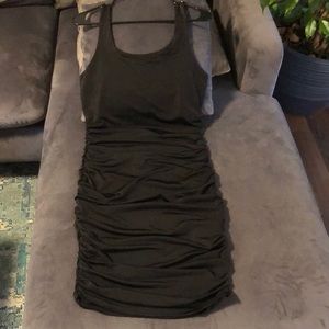 Fashionista Black Cocktail with waist to hem side ruching